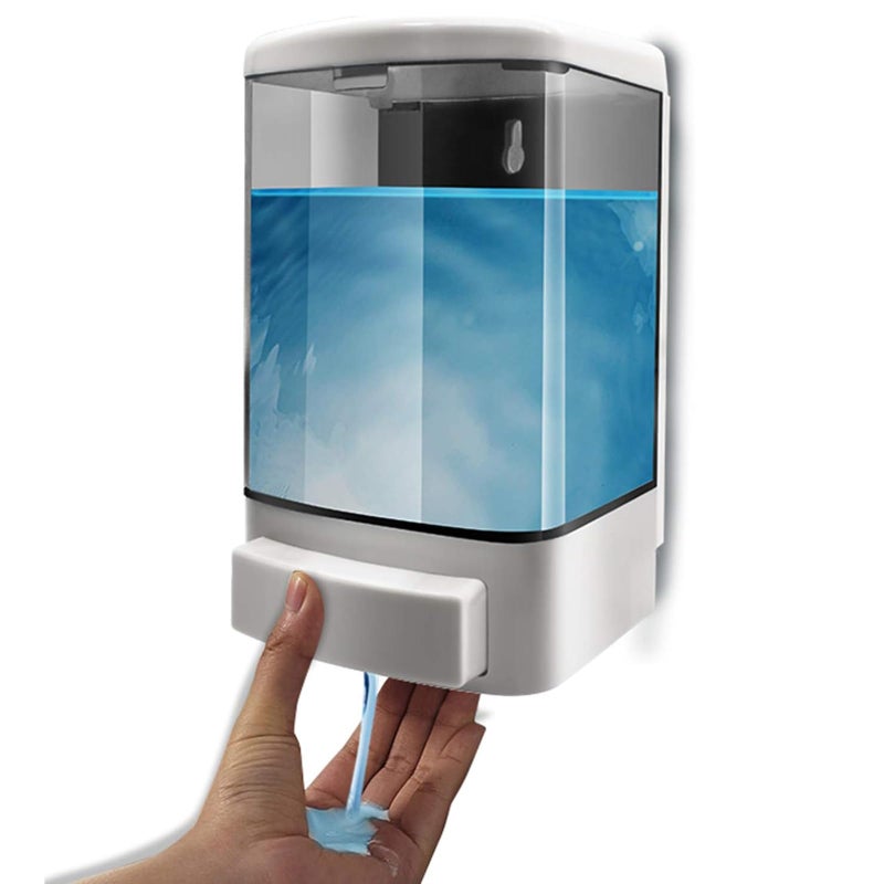 GreeSuit Soap Dispenser Wall Mount, 1000ML Commercial Manual Soap Dispenser Wall Mounted for Bathroom Kitchen Hotel, Shampoo Container Plastic - Image 1